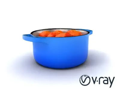 Contemporary Dutch Oven Pot with Meatballs Model Pack Low-poly 3D model