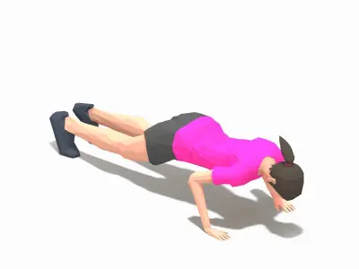 rock climber-pushups Exercise Woman Animation Low-poly 3D model