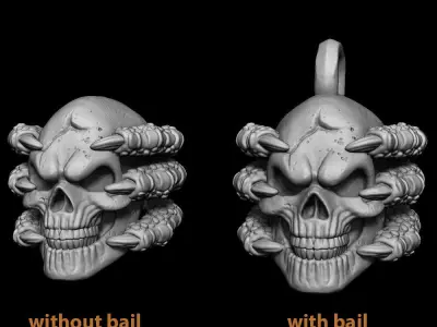 skull Pendant jewelry with claws vol1  3D print model