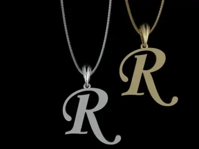 Letter R NECKLACE 3D print model 3D print model