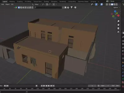 Village House 3D Model Low-poly 3D model