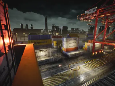 Container Yard Environment Set Low-poly 3D model
