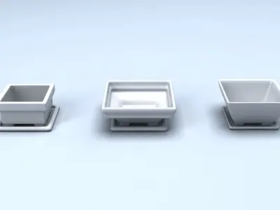 Bonsai pots Low-poly 3D model