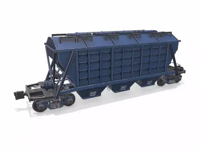 Old Hopper Wagon Low-poly PBR Low-poly 3D model