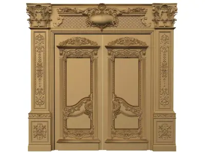 Royal style gold plated classic door E 3D model