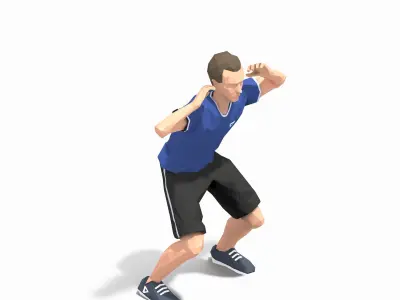 sqaat cross elbow Exercise Man Animation Low-poly 3D model