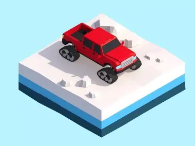 Cartoon Low Poly Snow Jeep Vehicle 3D model