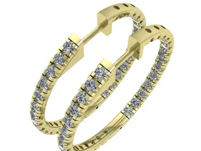 25mm Inside-Outside Diamond Hoop Earrings Huggies 3D print model