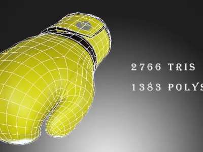 Boxing Glove-Yellow Low-poly 3D model