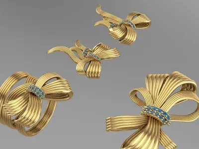 Half set of gold string bowtie 3D print model