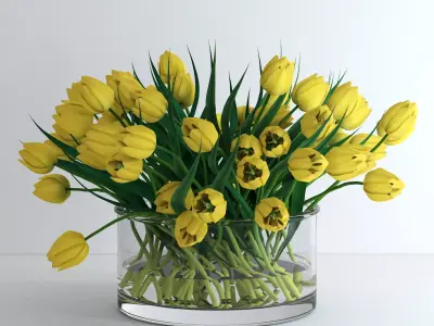 Yellow tulips 3D model