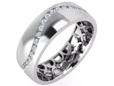 Wave Diamond Line Wedding Band 4421 3D print model