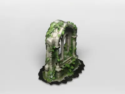 Medieval Ruined Gothic Window Arch 3D model
