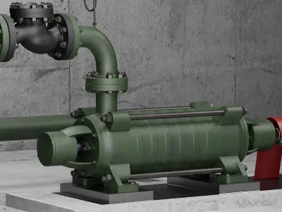 Industrial multi-section centrifugal pump 3D model
