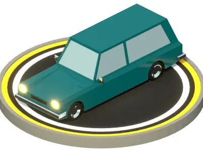 Stylized Station Wagon Low-poly 3D model
