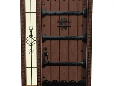 Rustic modern DOOR Low Poly Low-poly 3D model