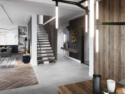 Living Room and Kitchen Scene for Cinema 4D and Corona Renderer 3D model