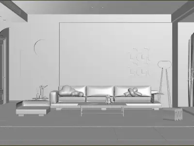 Mid Century interior scene 3D model 3D model