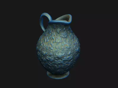 silver pottery old decor ornate Ewer Victorian jug floral 3D print model