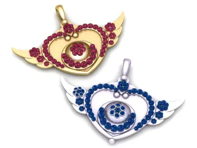 HEART WINGS RUBY PENDANT 3D PRINTABLE MODEL  3D print model
