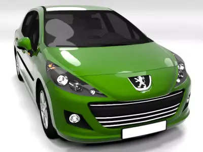 PEUGEOT 207 FACELIFT LOWPOLY Low-poly 3D model