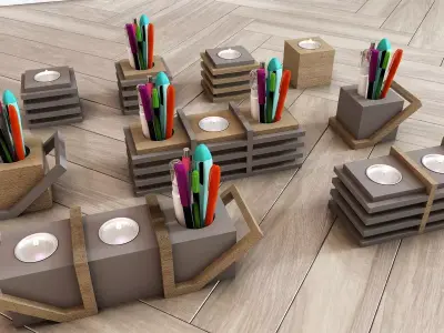 DECORATIVE WOODEN PENCIL HOLDER AND CANDLE HOLDER  Low-poly 3D model