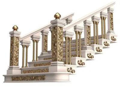 Carved Stair 04 White Low-poly 3D model
