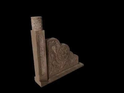 Anydrafts Stone carving railing 01 Low-poly 3D model