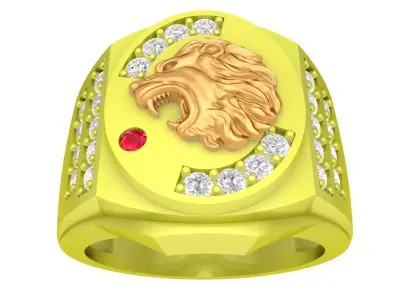 Luxury Lion Head Signet Ring 3D Model 4069 3D print model