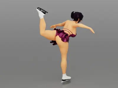 Ice Skating Girl - Spiral Pose Low-poly 3D model