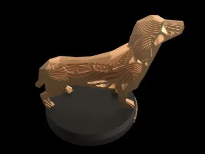 Parametric V Dachshund Low-poly 3D model