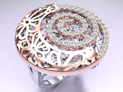  Mesh flower ring - Italian rings - Womens Rings - N6442 3D print model