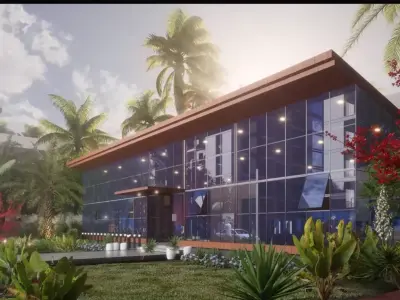 Glass Building Office  Restaurant  WarehouseDetail Interior Low-poly 3D model