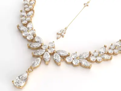 Diamond pendant 3D model for render 3Ds Max V-ray 3D model 2