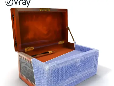 Antique Ornate Wooden Box model pack Low-poly 3D model