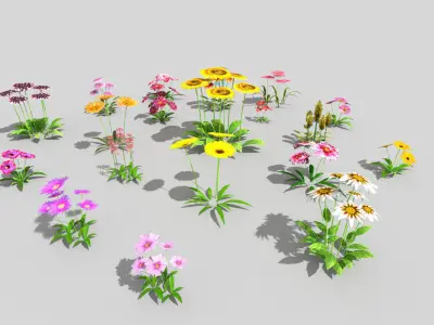 20 low poly flowers pack Low-poly 3D model