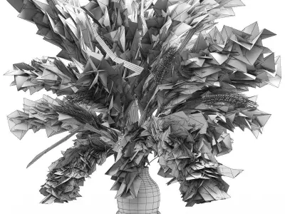 Vase of color pampas grass and Wheat 3D model