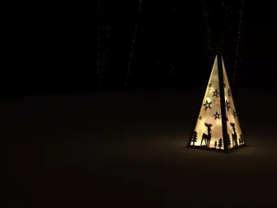 christmas lantern triangular 02 Low-poly 3D model