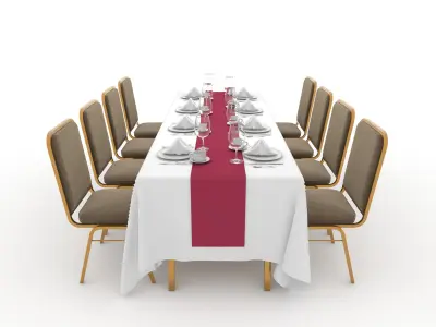 Banquet Table and Chair 80 3D model