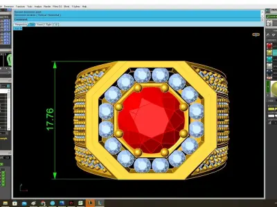 Luxury Octagon Ruby Diamond Ring 3D Jewelry Model  3977 3D print model