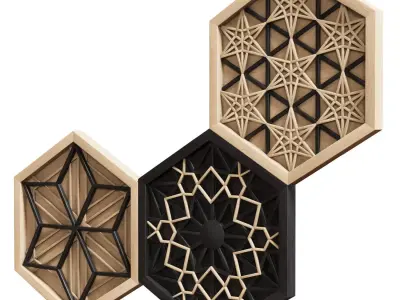 Wood Wall Decor Collection 04 3D model