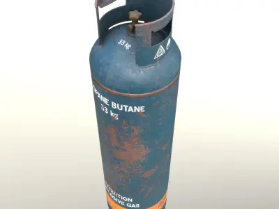 Gas Cylinder 33 kg Dark Blue - Clean and Dirty Low-poly 3D model