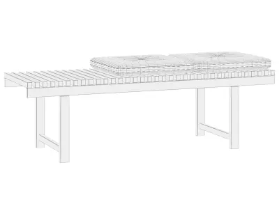 Wooden bench Sora with leather cushions 3D model