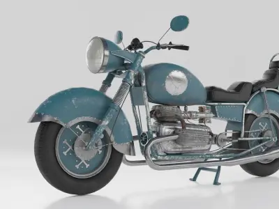 Old Custom motorcycle code 247  Low-poly 3D model