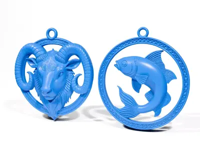 Aries and Pisces Pendants 3D print model