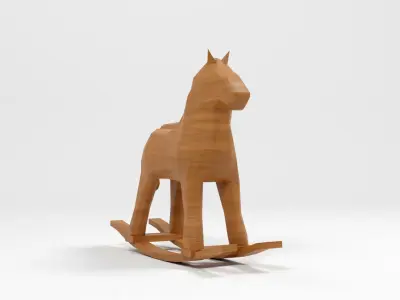 Wooden horse toy 3d model Low-poly 3D model