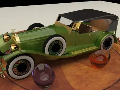 Chinese gold ingot with Antique car 3D model
