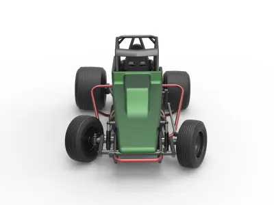 Vintage Sprint car while turning Scale 1 to 25 3D print model