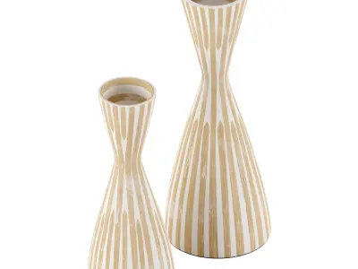 Natural Bamboo Capiz Vase Set 3D model