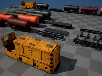 Underground Battery Electric Locomotive for UE Low-poly 3D model